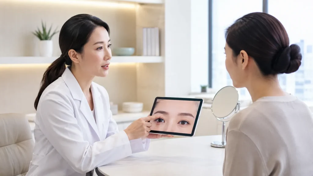 konsultasi kelopak mata kendur di klinik estetika modern