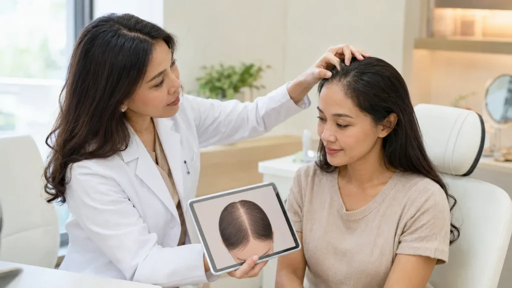 konsultasi female hair transplant untuk wanita dengan rambut menipis