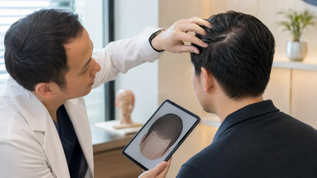 Visual edukasi hair transplant pada area bekas luka