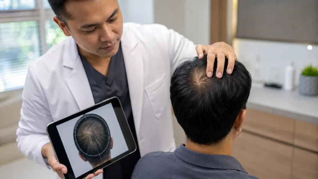 pemeriksaan area crown sebelum hair transplant
