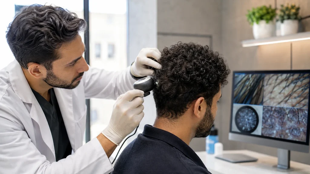 Visual edukasi hair transplant untuk rambut keriting